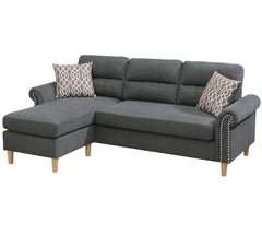 Reversible Sectional Set W/ 2 Accent Pillows in Slate Gray