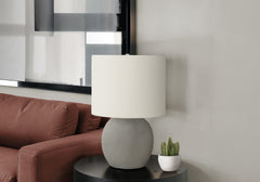 Lighting, 20"h, Table Lamp, Grey Concrete, Ivory / Cream Shade, Contemporary