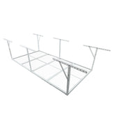 3x8FT Overhead Garage Storage Rack, Heavy-Duty Metal Garage Ceiling Storage Rack, 22''-40" Adjustable Ceiling Drop-Down, 600 lb. Loading Weight Capacity, White Color