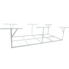 3x8FT Overhead Garage Storage Rack, Heavy-Duty Metal Garage Ceiling Storage Rack, 22''-40" Adjustable Ceiling Drop-Down, 600 lb. Loading Weight Capacity, White Color