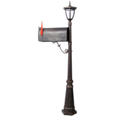 Mailbox/Post Light Combination Kit , Post with Mailbox, Fluted Base, Decorative Modern Mailbox with Post, Stratford Heavy Duty Cast Aluminum Mailboxes for Outside, Mailbox Post Large Mail Box