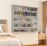 Gray Wall-Mounted Display Case Perfect for Model Cars, Clear Door for Stylish Collectible Showcase