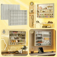 Gray Wall-Mounted Display Case Perfect for Model Cars, Clear Door for Stylish Collectible Showcase