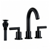 Bathroom Faucet 2 Handle Matte Black Bathroom Sink Faucet Widespread 3 Hole 360° Swivel Spout Modern Sink Basin Faucets 8 inch