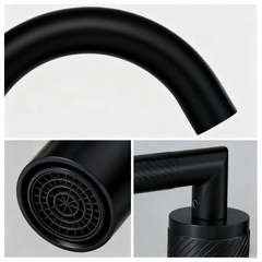Bathroom Faucet 2 Handle Matte Black Bathroom Sink Faucet Widespread 3 Hole 360° Swivel Spout Modern Sink Basin Faucets 8 inch