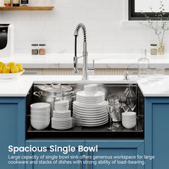 Stainless Steel Kitchen Sink, 30″x19″ Single Bowl, Undermount Handmade Sink in Black, with Cutting Board, Colander