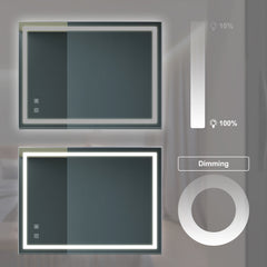 32x24inch Bathroom Led Classy Vanity Mirror with focused backplane,High Lumen,Dimmable Touch,Wall Switch Control, Anti-Fog ,CRI 95 Adjustable 3000K-4500K-6000K ,IP54 Waterproof Vertical & Horizontal