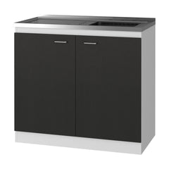 Dark Walnut Rectangle 2-Door Utility Sink and Cabinet