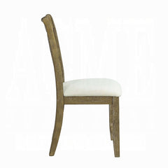 Beige and Rustic Oak Lattice Back Side Chairs (Set of 2)