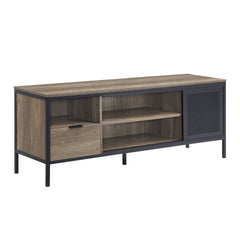 Rustic Oak and Black 1-Drawer TV Stand