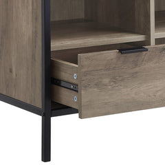 Rustic Oak and Black 1-Drawer TV Stand