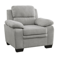 Plush Seating Chair 1pc Gray Textured Fabric Channel Tufting Solid Wood Frame Modern Living Room Furniture