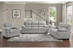 Plush Seating Chair 1pc Gray Textured Fabric Channel Tufting Solid Wood Frame Modern Living Room Furniture