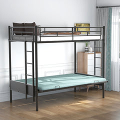 Twin over Full Metal Bunk Bed, Multi-Function,Black(OLD SKU:MF286650AAB)