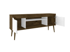 TV Stand in Rustic Brown and White