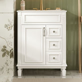 24" Bathroom Vanity with Ceramic Sink, Small Bathroom Sink Cabinet, Modern Cabinet with 2 Drawers and Adjustable Shelf