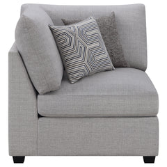 Austin Grey Cushion Back Upholstered Corner Chair with Pillows