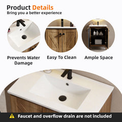 30inch Golden Oak Folding Floor Cabinet With Ceramic Sink– Patented 1-Minute Install, Space-Saving & Easy Assemble,American style
