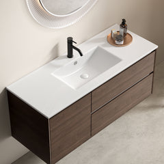 Ceramic Bathroom Sink – 121 x 46 x 17cm Thin Edge Vanity Basin, Single Bowl Countertop Porcelain Wash Basin for Bathroom, Toilet, Powder Room (No Faucet, No Drain )
