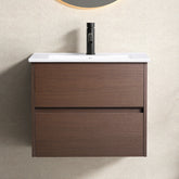 Wall-Mounted Bathroom Vanity Dark Brown, Easy Assembly, Soft-Close Drawer with Premium Slides, Sturdy Wood Construction, Secure Packaging without sink
