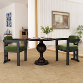 Indoor Upholstered Wood Dining Chair(Set of 2),Green+Black