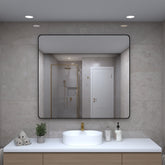 Tempered Wall Mirror 36x40 Inch Black Rectangular Mirror Metal Framed Mirror Vanity Mirror Dressing Mirror, for Bathroom, Living Room, Bedroom Wall Decor