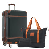 Hardshell Luggage Sets with Bags Lightweight Suitcase Double Spinner Wheels with TSA Lock ,Single Vintage Luggage 24 IN,Black