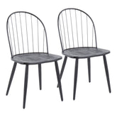 Riley Industrial High Back Armless Chair in Black Metal and Black Wood by LumiSource - Set of 2