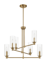 Timeless Six Lights Chandelier With Clear Ribbed Glass - Satin Brass