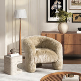 Avalon 35" Genuine Sheepskin Fur Split Barrel Back Accent Chair, Natural Blonde Genuine Fur