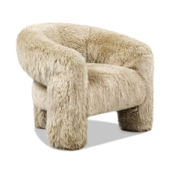 Avalon 35" Genuine Sheepskin Fur Split Barrel Back Accent Chair, Natural Blonde Genuine Fur