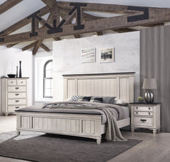 Beautiful Farmhouse Two-Tone Finish 1Pc Chest Storage Drawers Bedroom Furniture Black Nickel Hardware