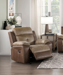 Plush Comfort Chair Brown Microfiber Upholstered Solid Wood Frame Living Room Furniture 1pc Glider Reclining Chair Plush Arms Tufted Details