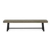 Outdoor Acacia Wood Patio Bench,Grey/Rustic Metal