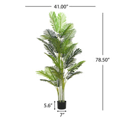 78.5" Artificial Palm Tree with Black Plastic Pot, Set of 2