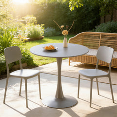 31.5" GREY COLOR TOP Tulip Table Mid-century Dining Table for 2-4 people With Round Mdf Table Top, Pedestal Dining Table, End Table Leisure Coffee Table