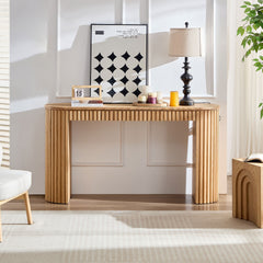 59.05'' Modern Console Table With Drawer for Entryway with Unique Vertical Stripe Design for Living Room Hallway Foyer Entrance Study,NATURE