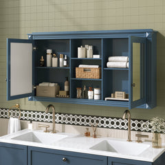 55 inch Wall-Mount 2-in-1 Mirror Cabinet with Adjustable Shelves, Soft-Closing Hinges, High-Definition Mirrors, for Bathroom Vanity, Living Room, Bedroom Storage Organizer