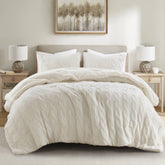 2 Pieces Twin Cable Knit Chenille Comforter Set,Ivory