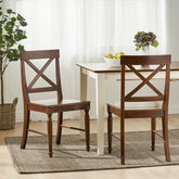 Acacia Wood Dining Chairs, 2-Pcs Set, Dark Oak
