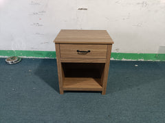 Wood Nightstand with Drawer and Open Shelf, Modern Bedside Table with Storage, Wooden End Table for Bedroom, Living Room or Apartment, Natural Finish, Brown