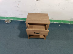 Wood Nightstand with Drawer and Open Shelf, Modern Bedside Table with Storage, Wooden End Table for Bedroom, Living Room or Apartment, Natural Finish, Brown