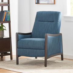 Fabric Recliner Chair Mid-Century Modern Recliner Pushback Single Recliner Sofa with Thicker Seat Cushion Upholstered Sofa with Wooden leg for Living Room Bedroom