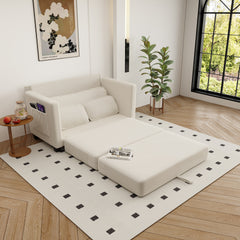 2-in-1 Convertible Corduroy Sofa Bed, 2-Seater Two-Form Switch Loveseat Sleeper Sofa with Side Storage, High-Rebound Sponge & Solid Wood Composite Frame, Easy Assembly for Home Living Room/Study.