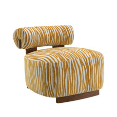 Contemporary Style 1pc Accent Chair Cylindrical Backrest High Density Foam Zebra Strip Fabric Yellow Finish Primary Living Room
