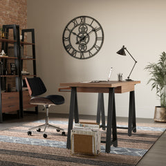 Sawhorse - Solid Walnut Veneer and Metal Desk - Walnut