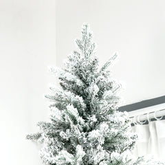 HOMCOM 9 Foot Pine Snow Flocked Artificial Christmas Tree with 616 Realistic Cedar Branches, Auto Open, Home Holiday Decoration, Green