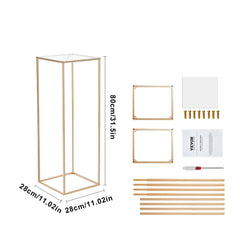 10PCS 31.5inch High Wedding Flower Stand, With Acrylic Laminate,Metal Vase Column Geometric Centerpiece Stands, Gold Rectangular Floral Display Rack for Events Reception, Party Decoration