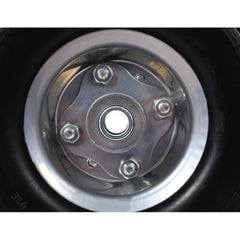 Heavy-Duty Flat free PU foam Tire and Wheel - 4.10/3.50-4", 10" Diameter, 5/8" Axle Bore Hole, 2.2" Offset Hub and Double Sealed Bearings for Hand Trucks Replacement, Black color with silver rim