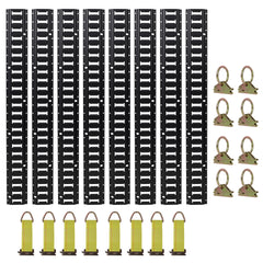 4ft E Track Tie-Down Rail Kit,Indoor E Track 4' (8 Pack) for Garages, Vans, Trailers, Motorcycle Tie Downs, ATV Mountings, 8 x Steel O-Ring Anchors and 8 x Rope Tie Offs,Heavy Loads UP To 2,000lbs